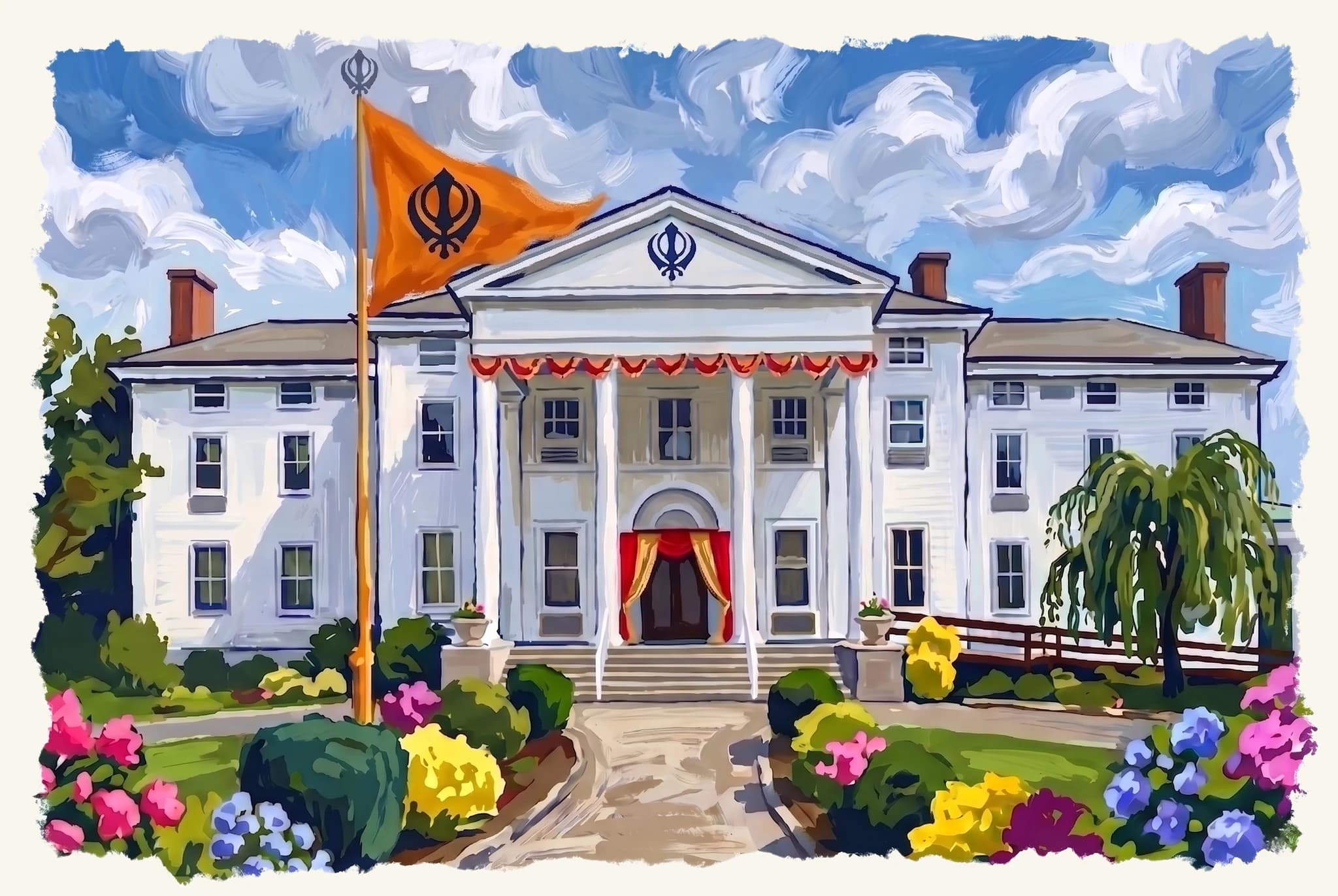 Painting of the Gurudwara where the Anand Karaj ceremony took place